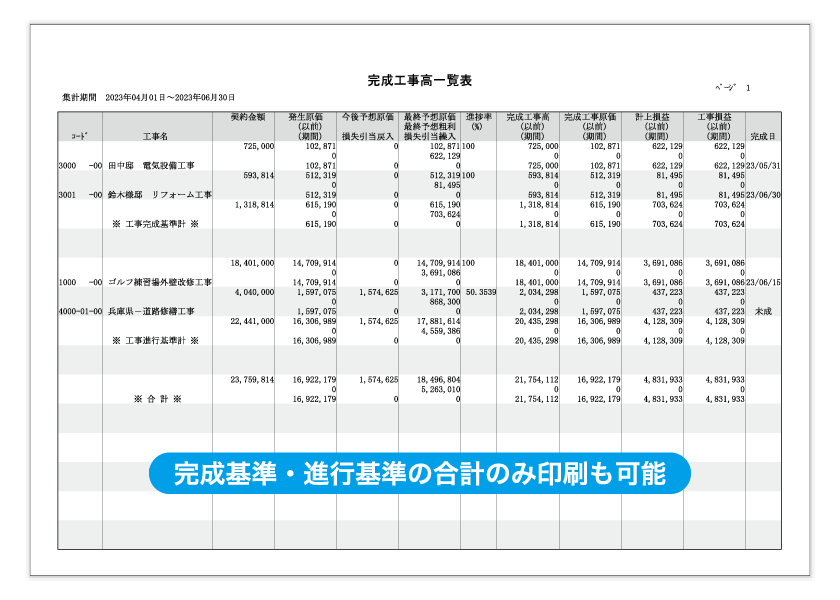 完成工事高一覧表